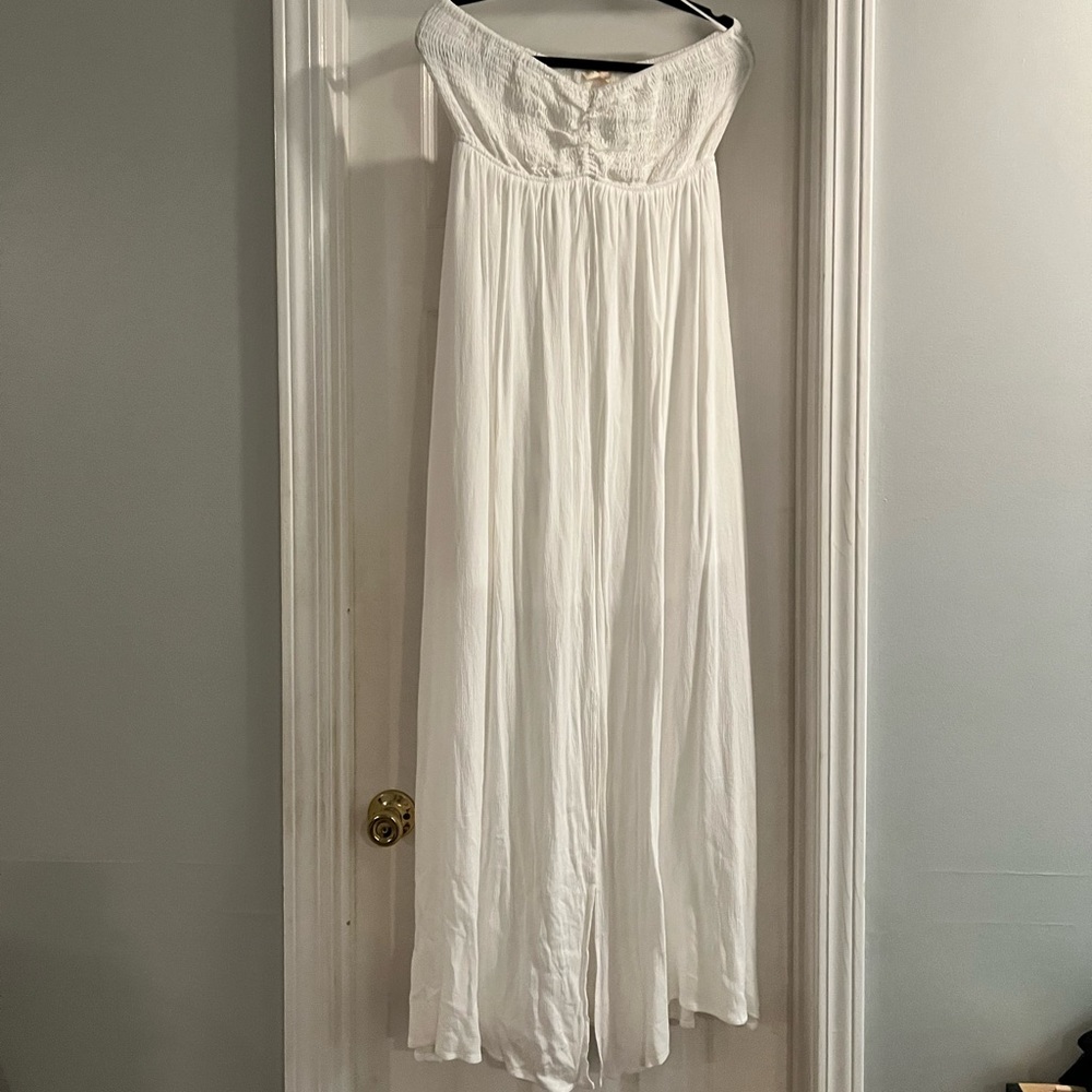 White Strapless Maxi Dress